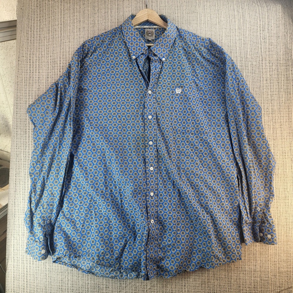 Cinch Shirt Mens XL Blue Western‎ Button Down Long Sleeve Embroidered Pocket